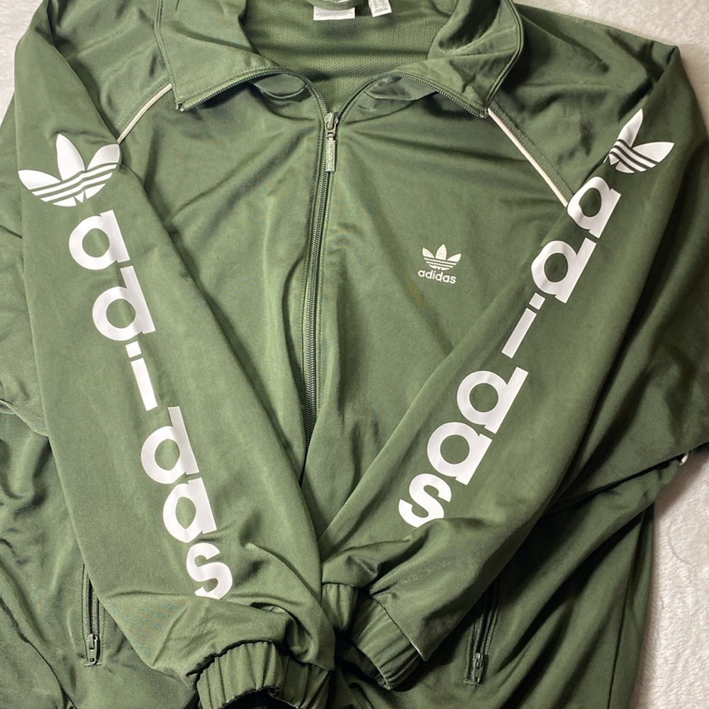 Adidas ✨ Green White Cropped Track Jacket Women’s Size Small - Picture 3 of 9